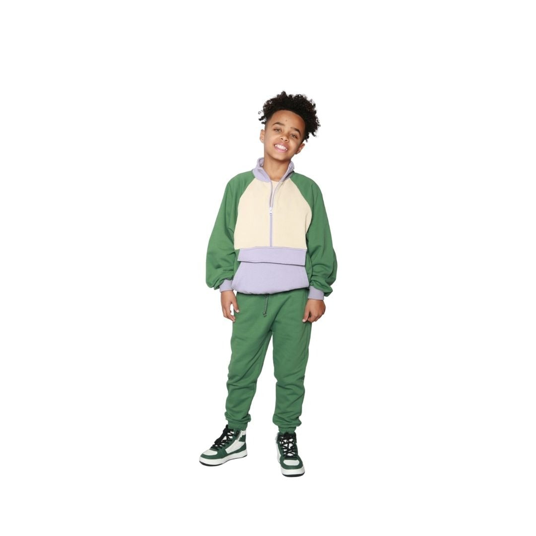 Color Block Zip Top Thumb Holes
