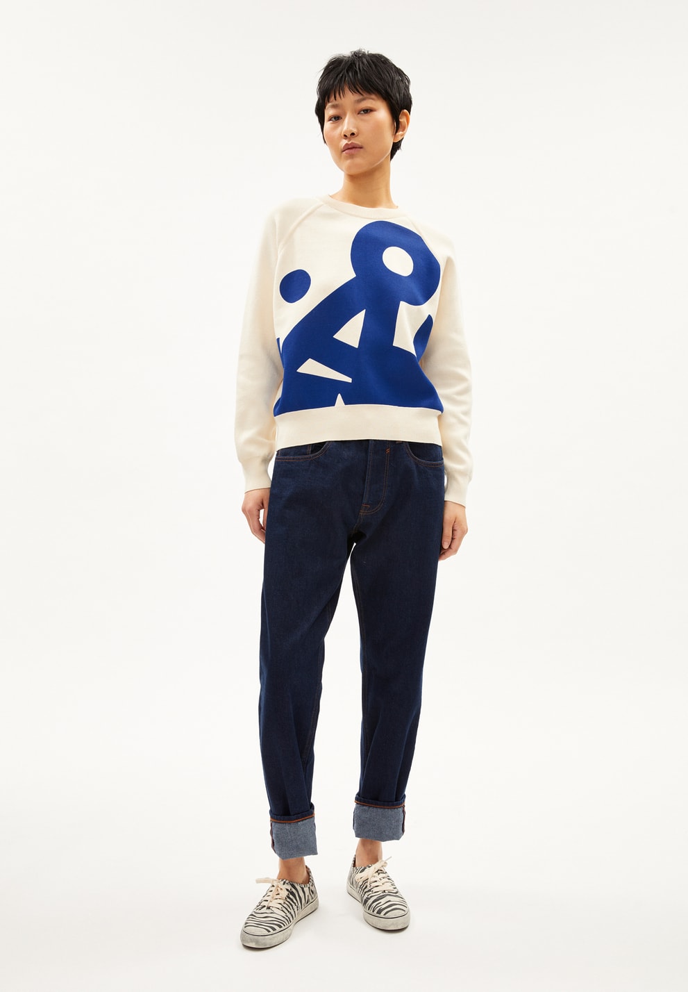 Yadiraa Placed Print - Oatmilk/Warm Blue
