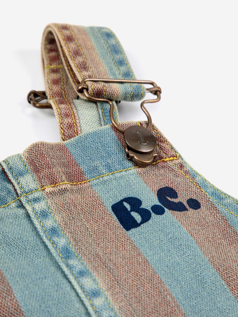 Vertical Stripes - Denim Short Dungaree