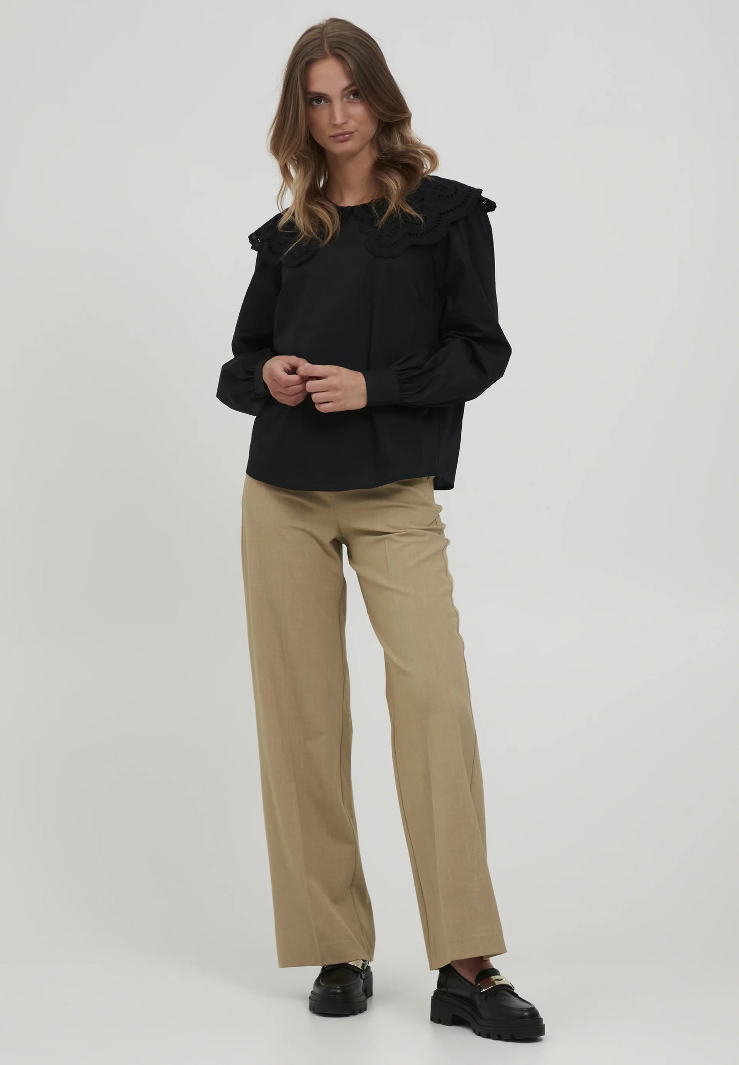 BYDANTA WIDE LEG PANTS 2 - Tannin Melange