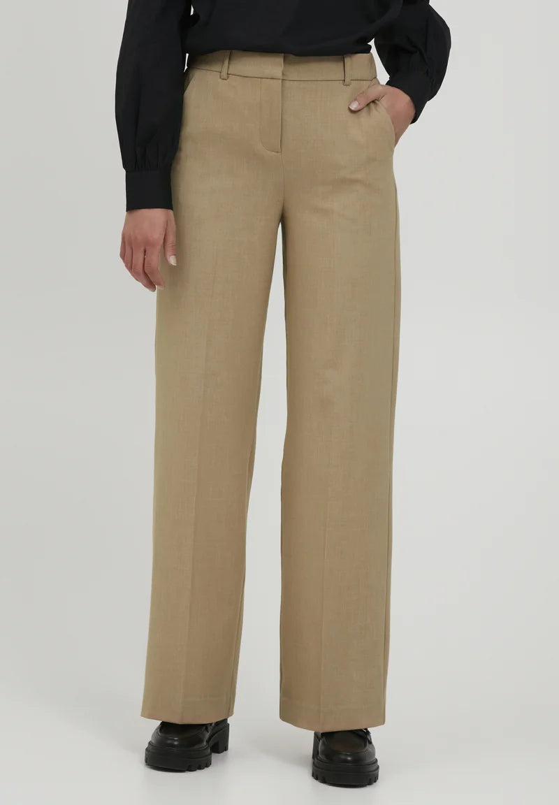 BYDANTA WIDE LEG PANTS 2 - Tannin Melange