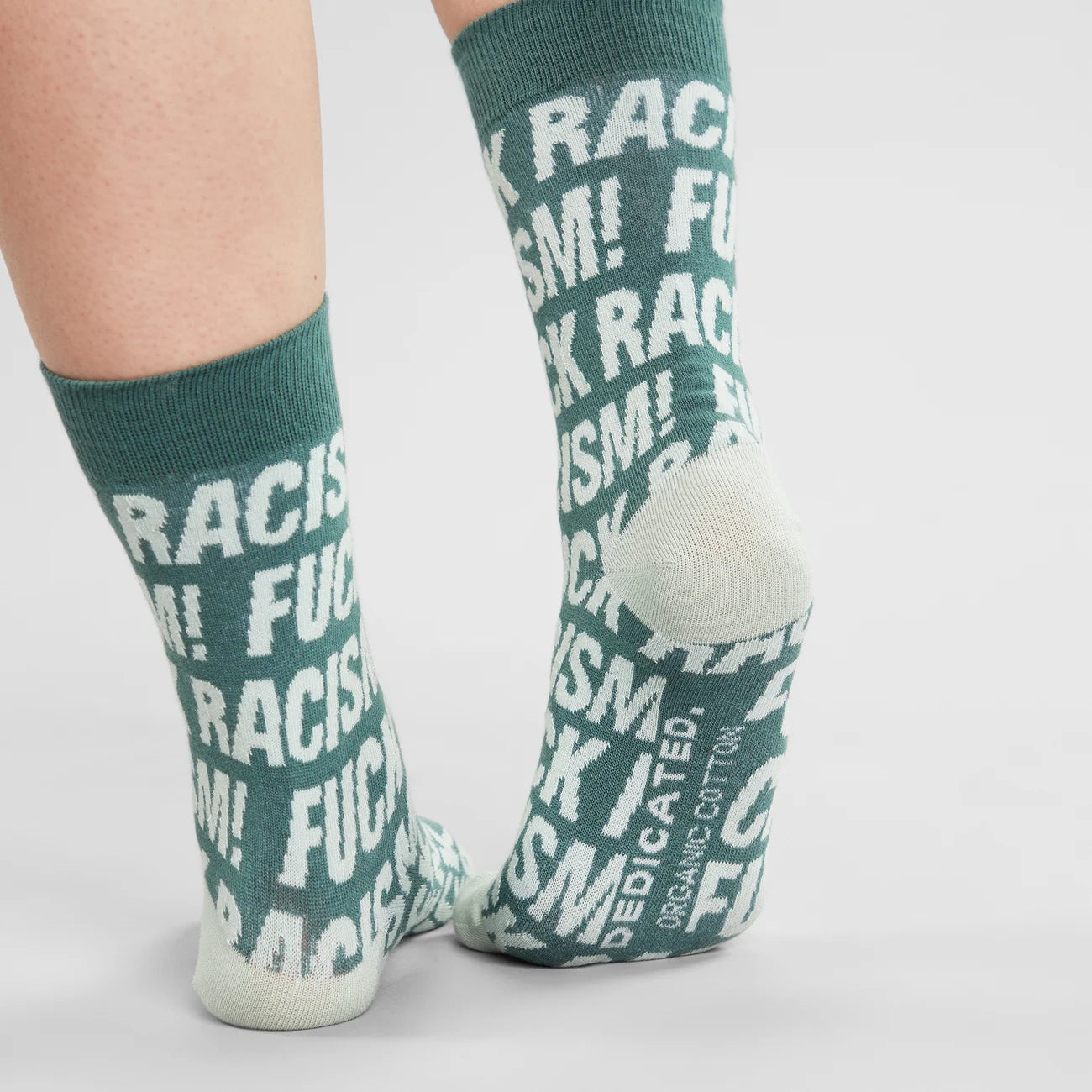 Socks Sigtuna Fuck Racism Pattern - Forest Green