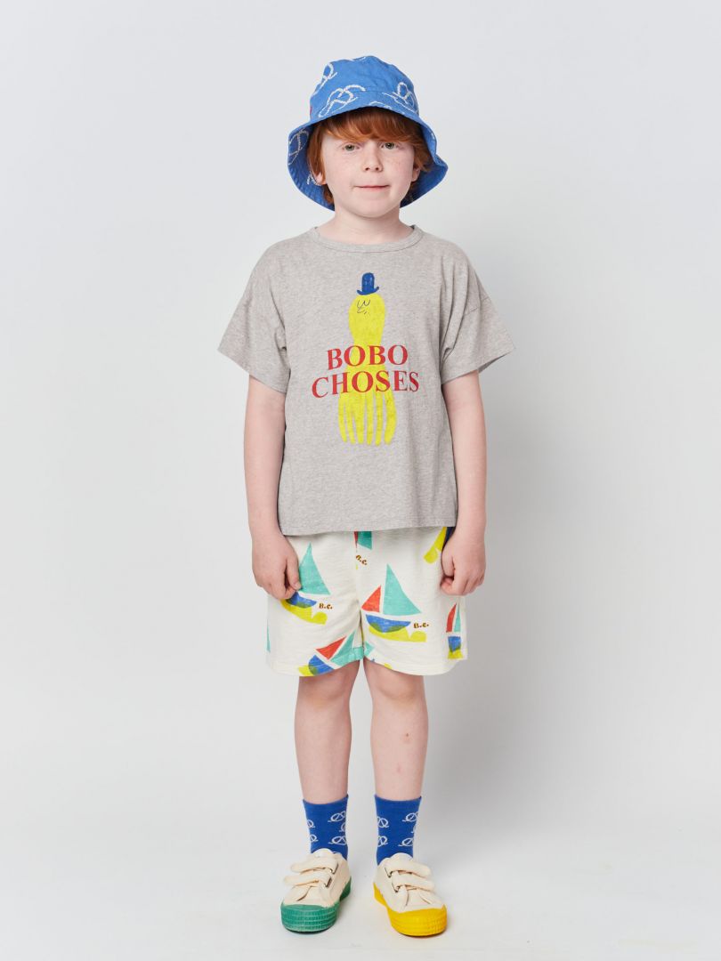 *Multicolor Sail Boat All Over - Bermuda Shorts