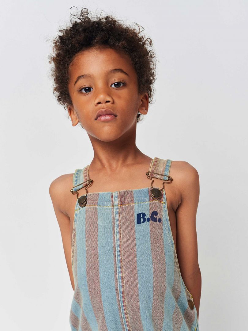 Vertical Stripes - Denim Short Dungaree