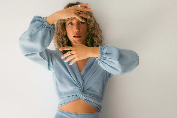 Wrap Blouse - Pale Blue