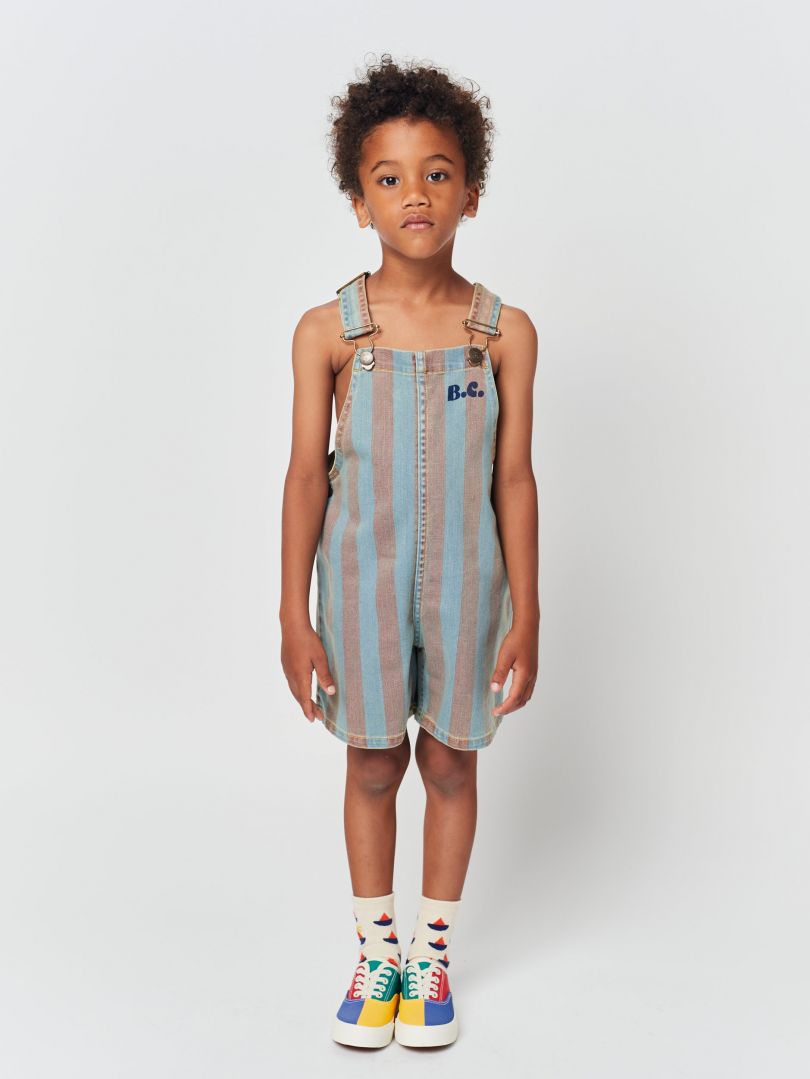 Vertical Stripes - Denim Short Dungaree