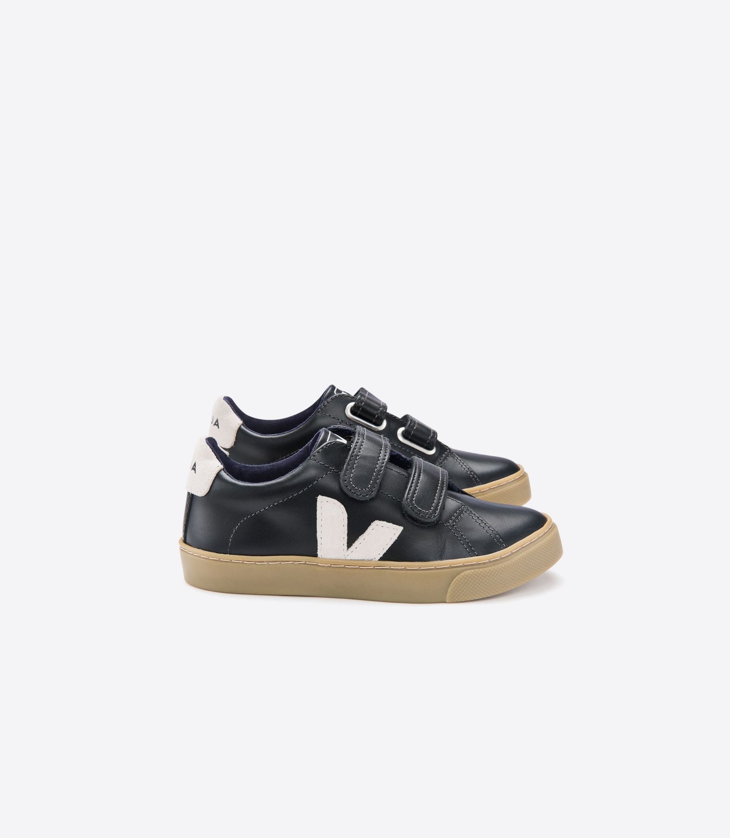 Small Esplar Velcro Leather - Black Pierre Natural Sole