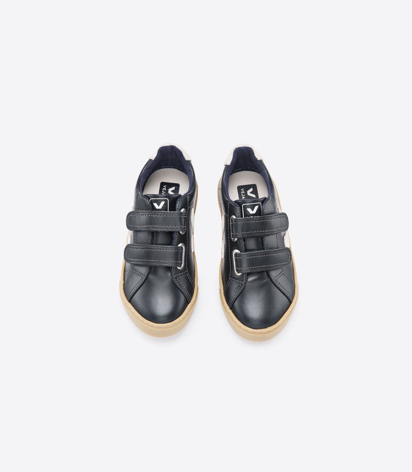 Small Esplar Velcro Leather - Black Pierre Natural Sole