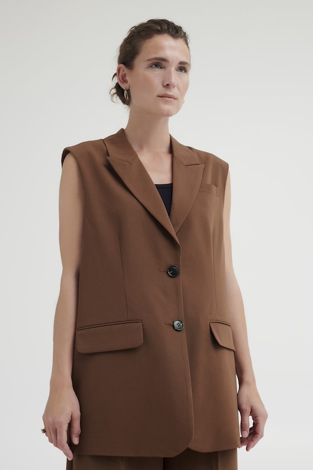 Bydeceri Waistcoat Heavy Woven - Brunette