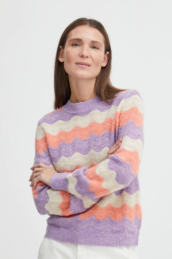 Bymartine Stripe Jumper 3 - Purple Rose Mix