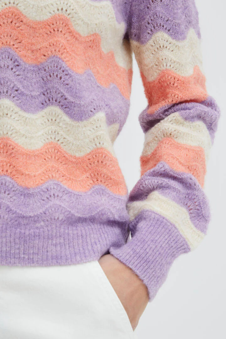 Bymartine Stripe Jumper 3 - Purple Rose Mix