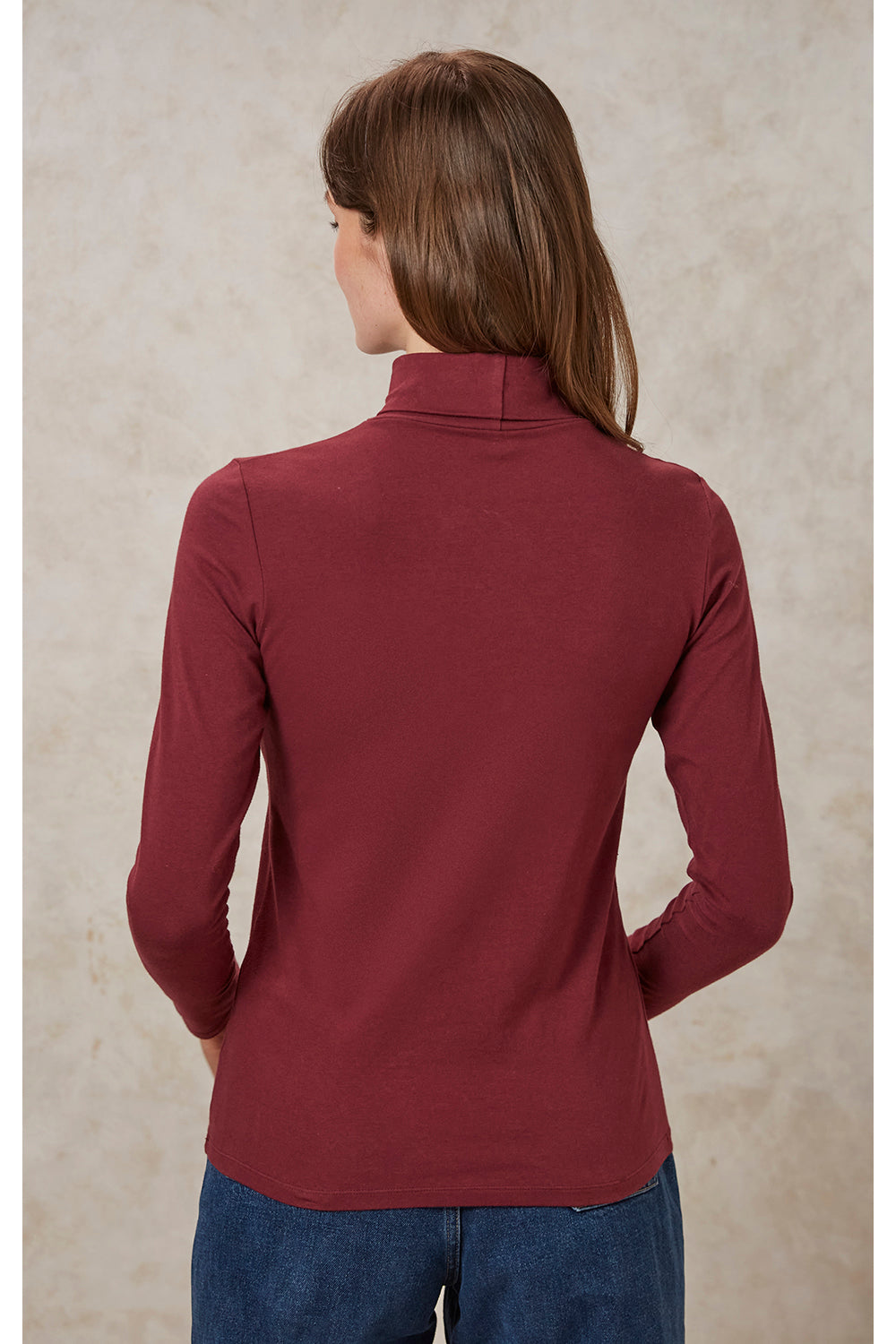 Laila Roll Neck Top - Burgundy