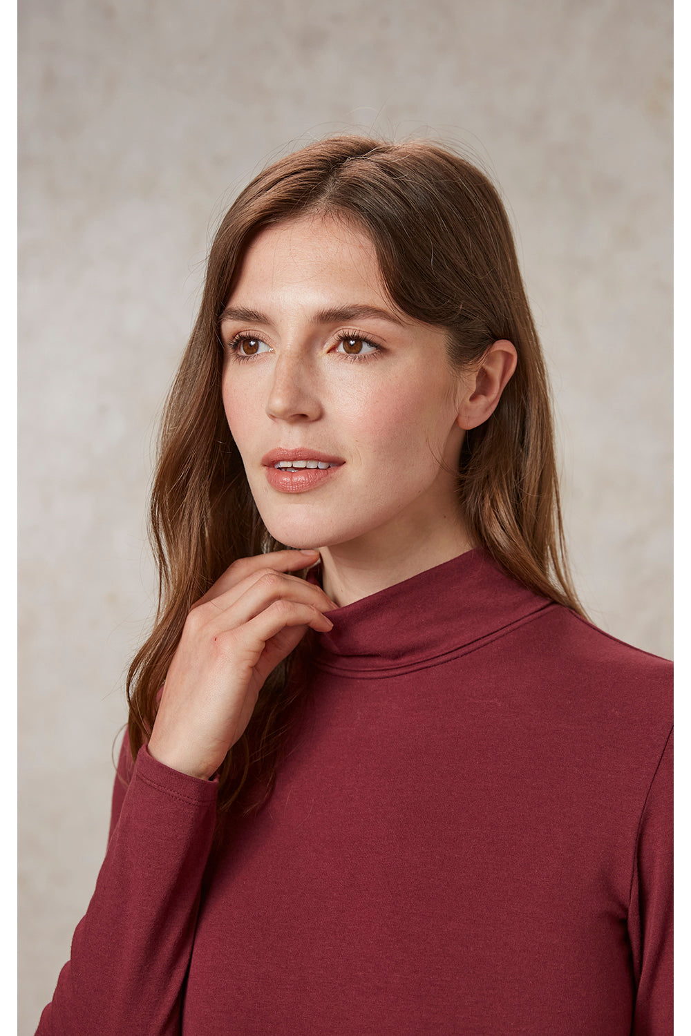 Laila Roll Neck Top - Burgundy