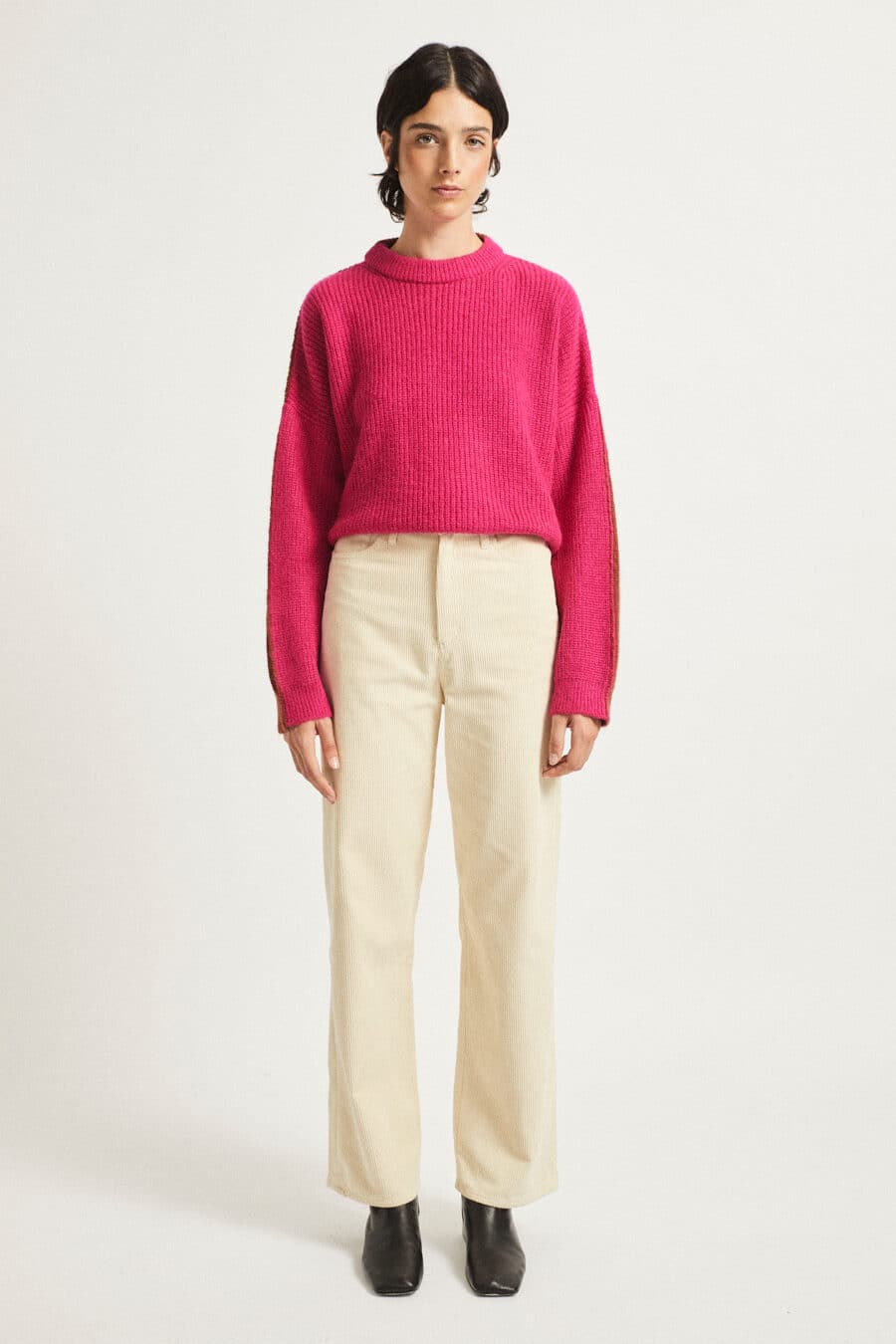 Alberta Mohair Sweater - Fuchsia & Camel