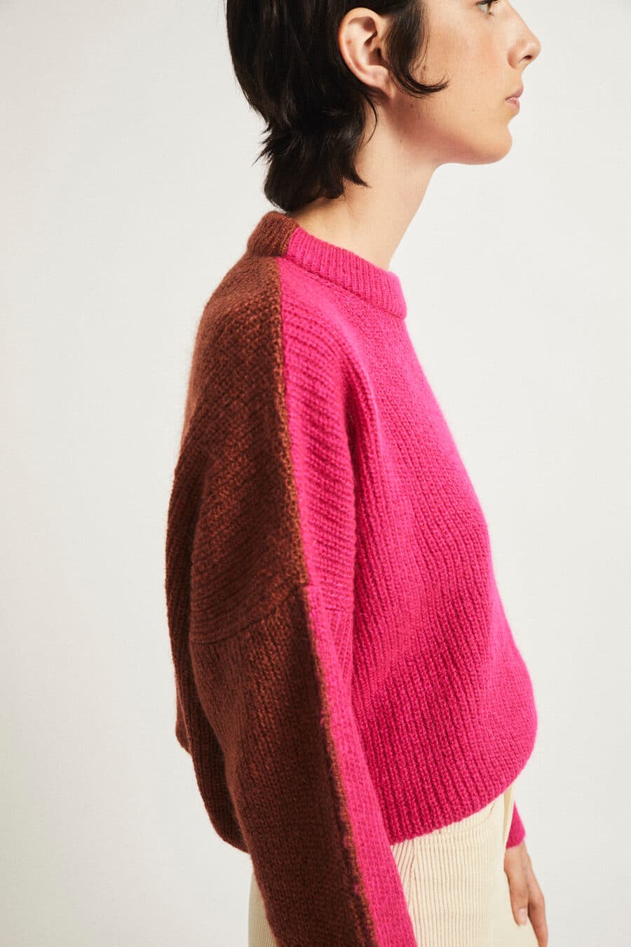 Alberta Mohair Sweater - Fuchsia & Camel
