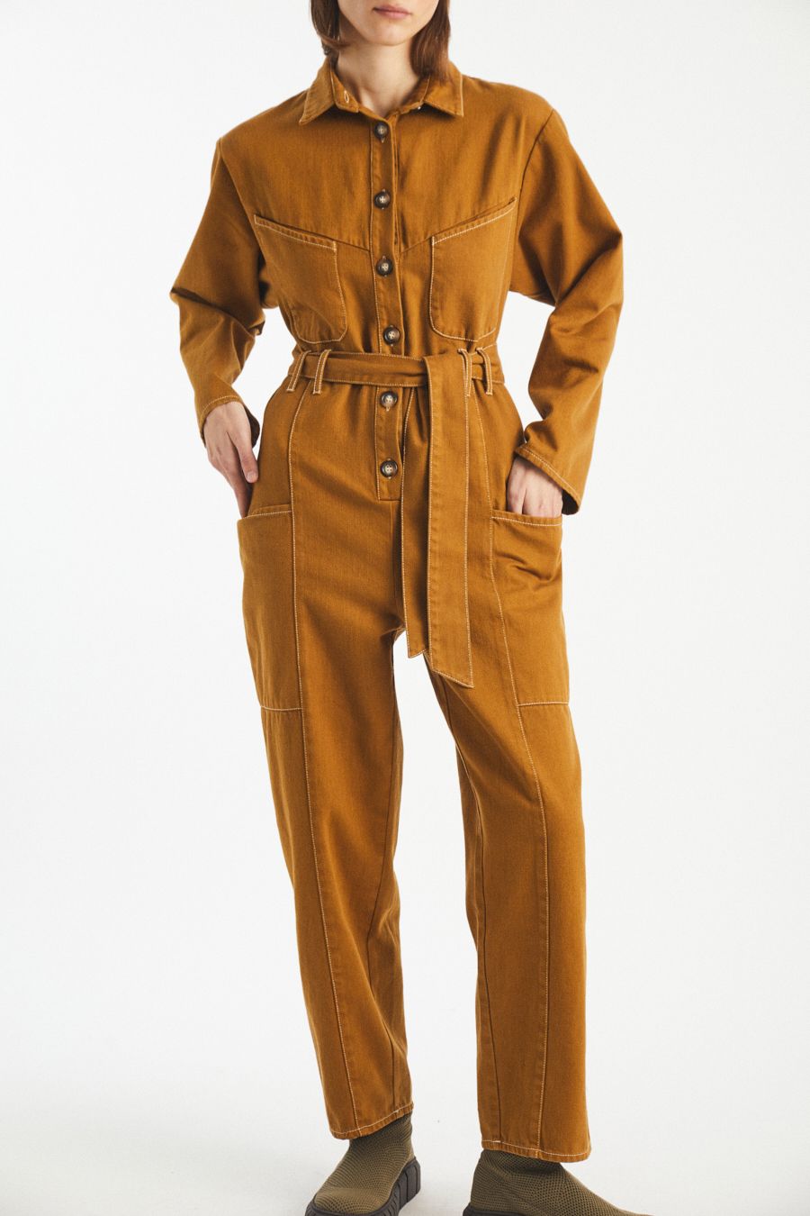 Eileen Denim Worker Jumpsuit - Mustard