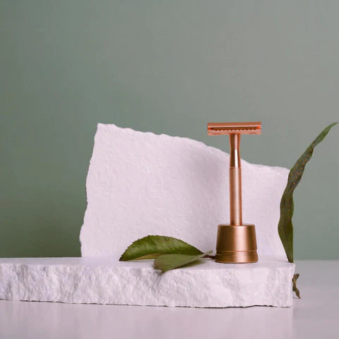 Safety Razor Scheermes + Houder - Rosé Goud