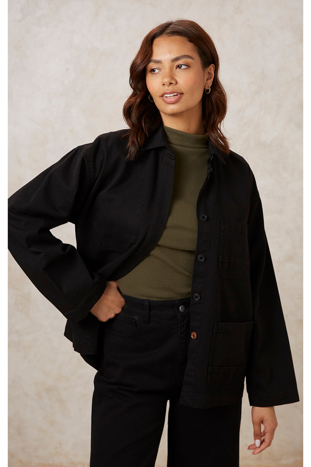 Sally Twill Jacket - Black