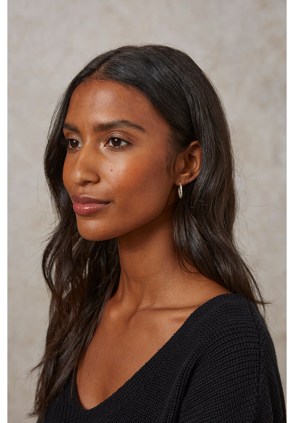 Beaten Hoop Earrings Small - Silver Plated