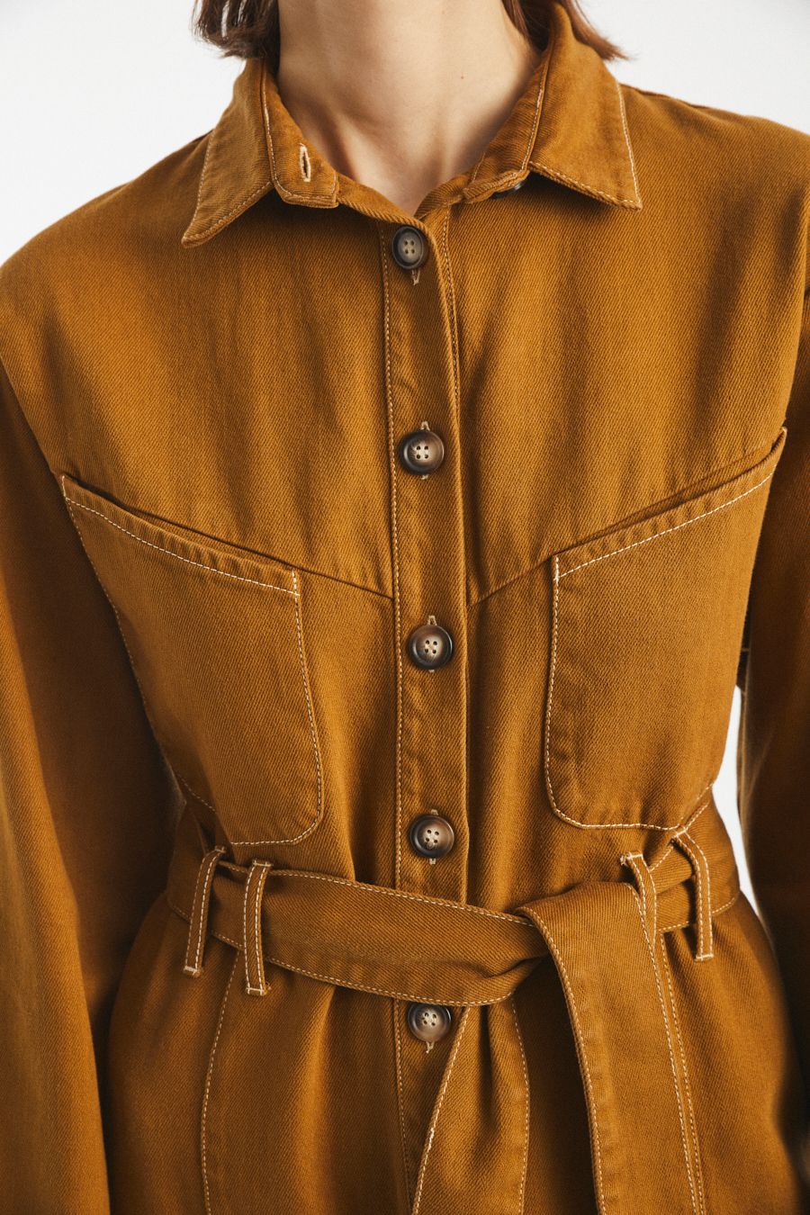Eileen Denim Worker Jumpsuit - Mustard