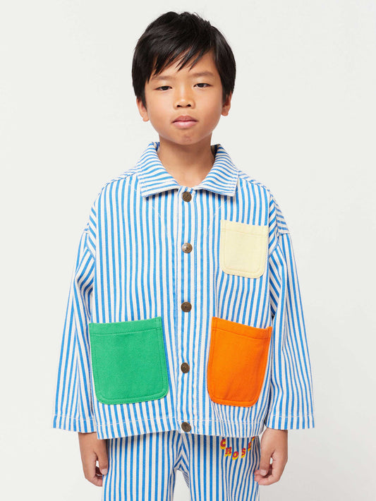 Striped Color Block denim jacket