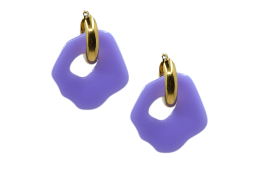 Suze Pair Gold Earrings - Paars