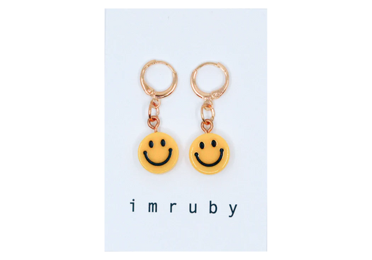 Pepper Smiley Drop Earrings - Geel