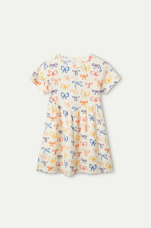 Vestido corto de niña estampado lazos - 11400