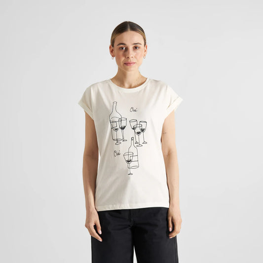 T-Shirt - Visby Oui Wine off-White