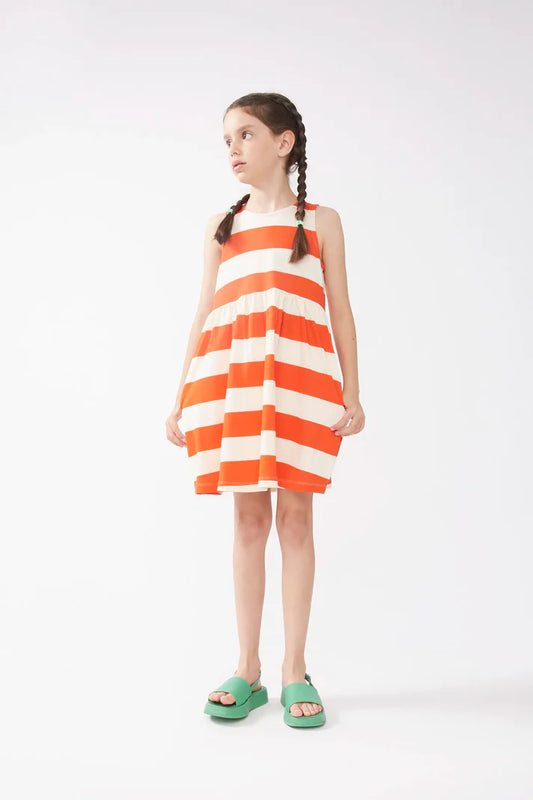 Vestido corto de niña rayas naranjas - 42462