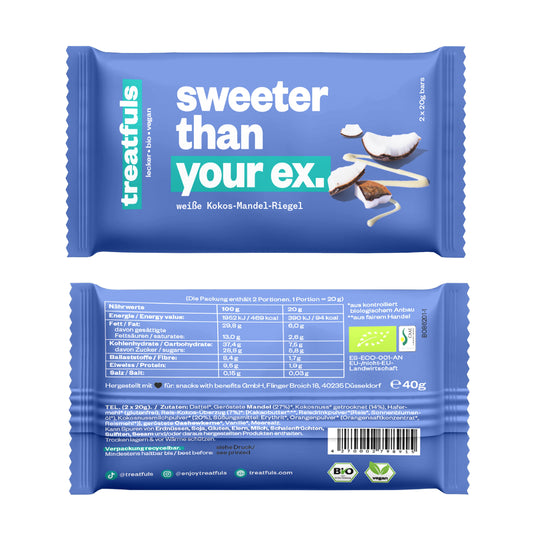 White chocolate coconut almond bar organic + vegan + gluten-free