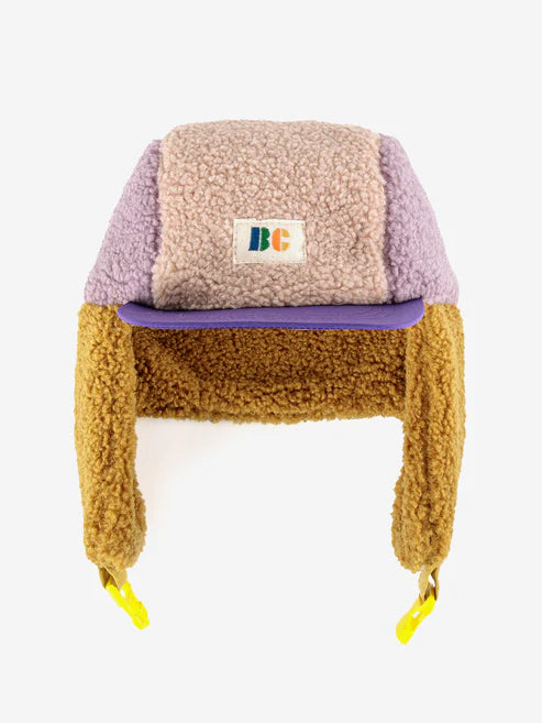 Color Block Pink Sheepskin Chapka