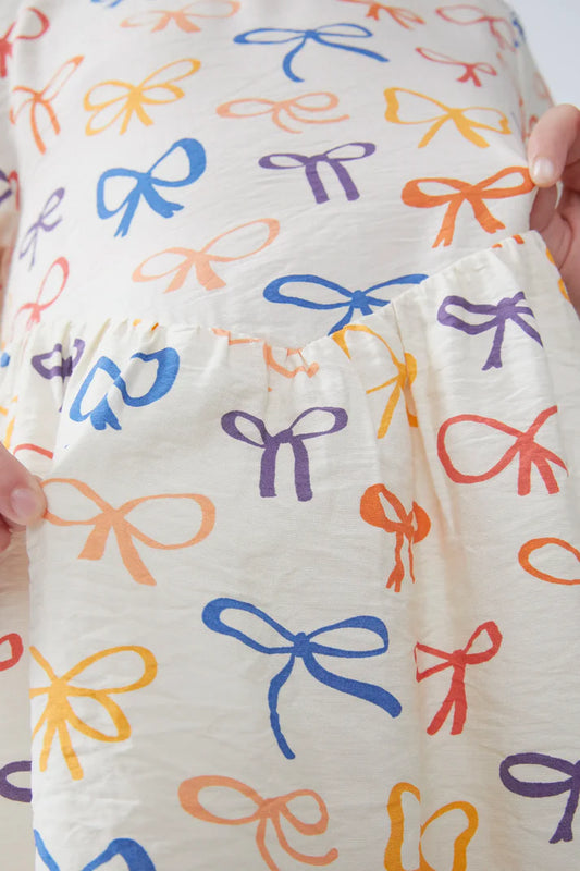 Vestido corto de niña estampado lazos - 11400