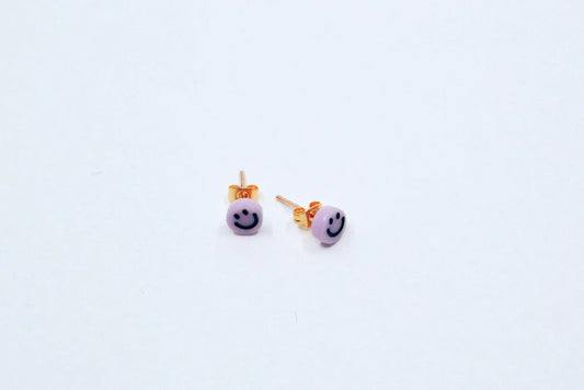 Alice Smiley Stud Earrings - Paars