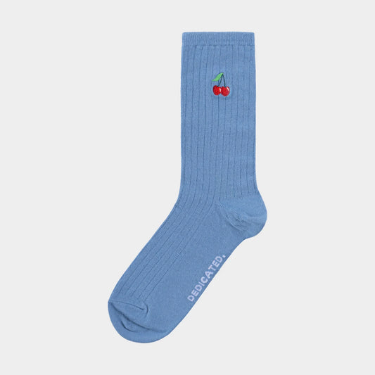 Rib Socks Knivsta Cherries - Forever Blue