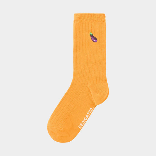 Rib Socks Knivsta Eggplant - Nugget Orange
