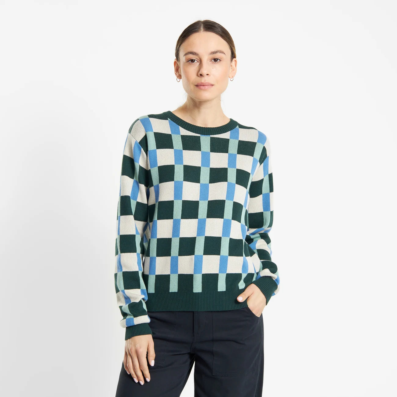 Sweater Arendal Retro Check - Dark Green