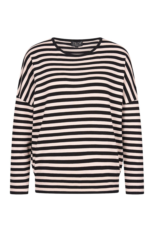 Sweater Round Neck - Two Tone Black