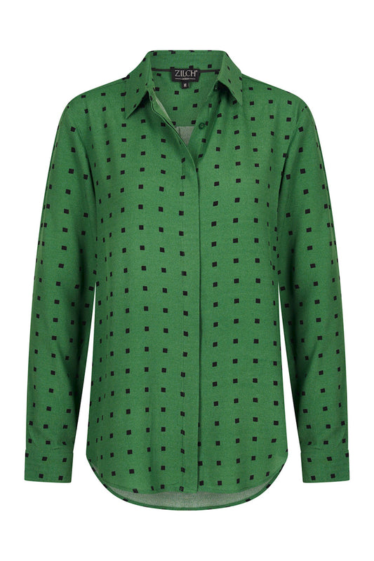 Blouse Basic - Squares Pesto
