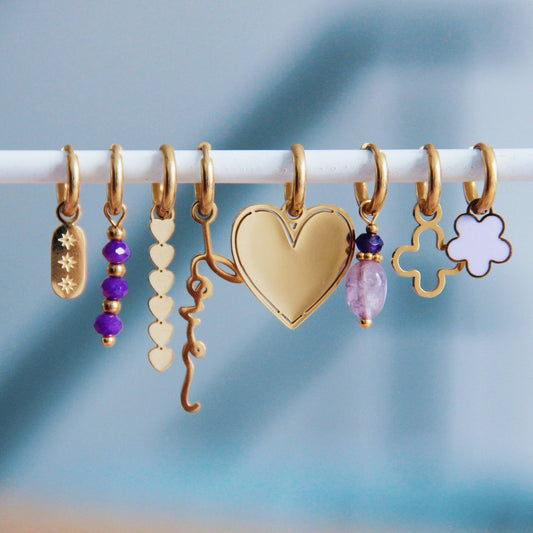 Stainless steel earrings with LOVE  - Gold - CB3108