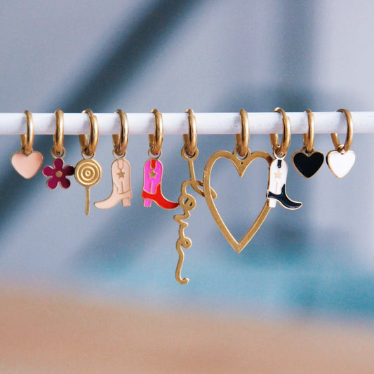 Stainless steel earrings with heart - Nude/Gold - CB3141