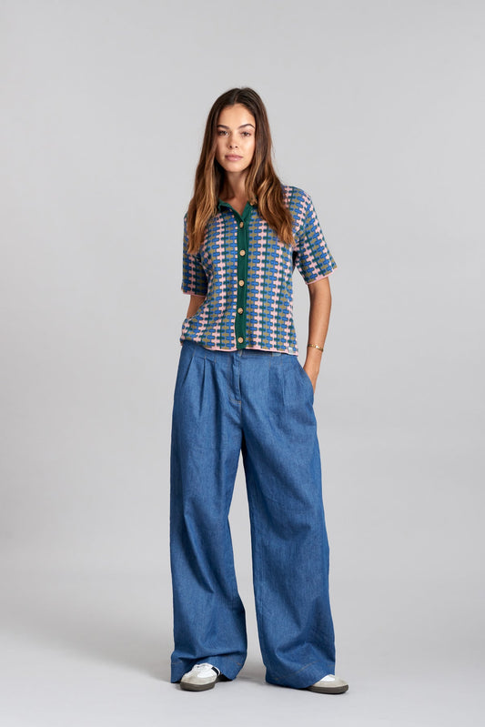 Lola trousers - Blue patchwork