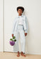 Enijaa Cropped Denim Loose Fit - Blue White