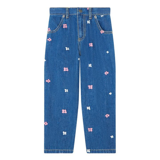 Organic Denim Embroidered Jeans - Denim Blue