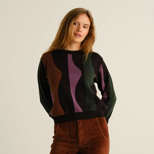 Sweater Arendal - Wavy stripe multi color