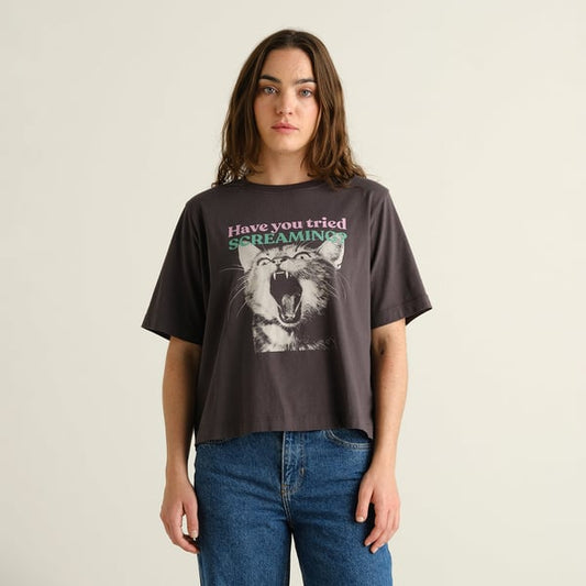T-shirt Vadstena - Screaming cat Charcoal