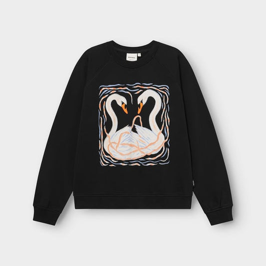 Sweatshirt Ystad Painted swans black