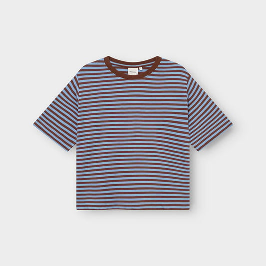 T-shirt Vadstena - Stripes cappuccino brown/cornflower blue