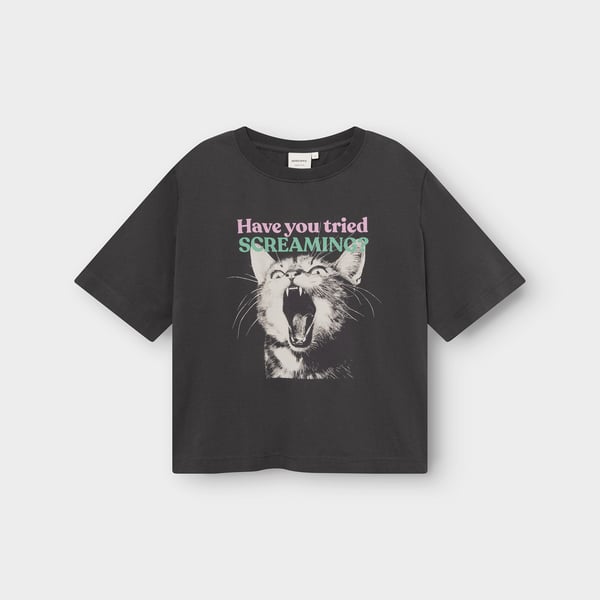 T-shirt Vadstena  - Screaming cat Charcoal