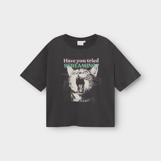 T-shirt Vadstena - Screaming cat Charcoal